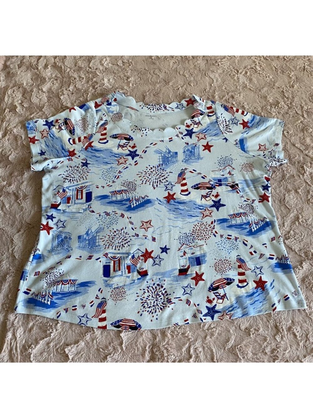 Kim Rogers Womens 3X 4th of July Pullover Top Multi Color Red/White/Blue